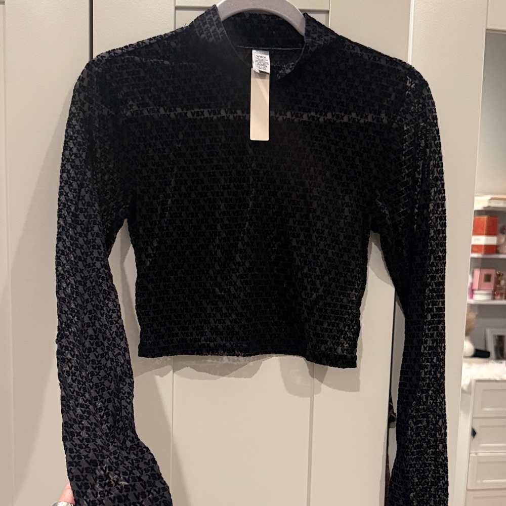 VSX Black Textured Crop Top